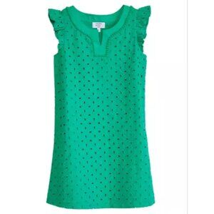 Girls Kelly Green Eyelet Dress New With Tags